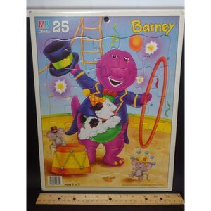 Vintage 1993 Barney Frame Tray 25 Piece Circus Puzzle Milton Bradley 4364-10
